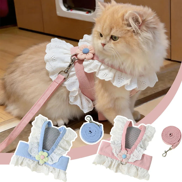Princess Ruffle Lace Pet Harness & Leash Set