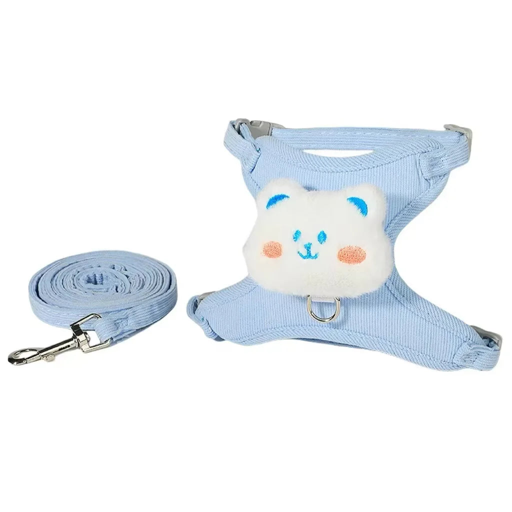 Soft Plush Bear Pet Harness & Leash Set