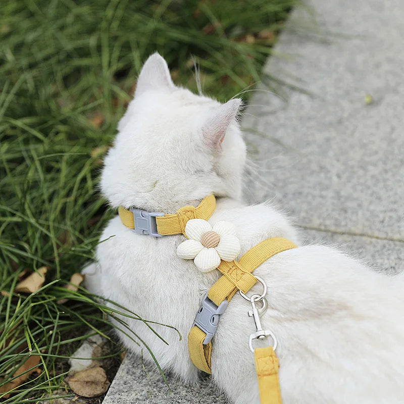 Pastel Plush Flower Pet Harness & Leash Set