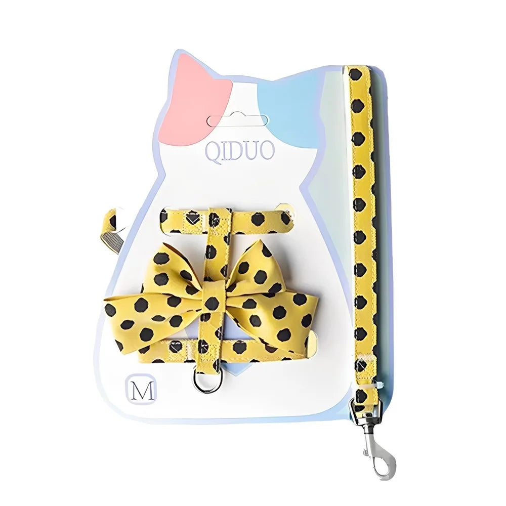 Polka Dot Bowknot Pet Harness & Leash Set