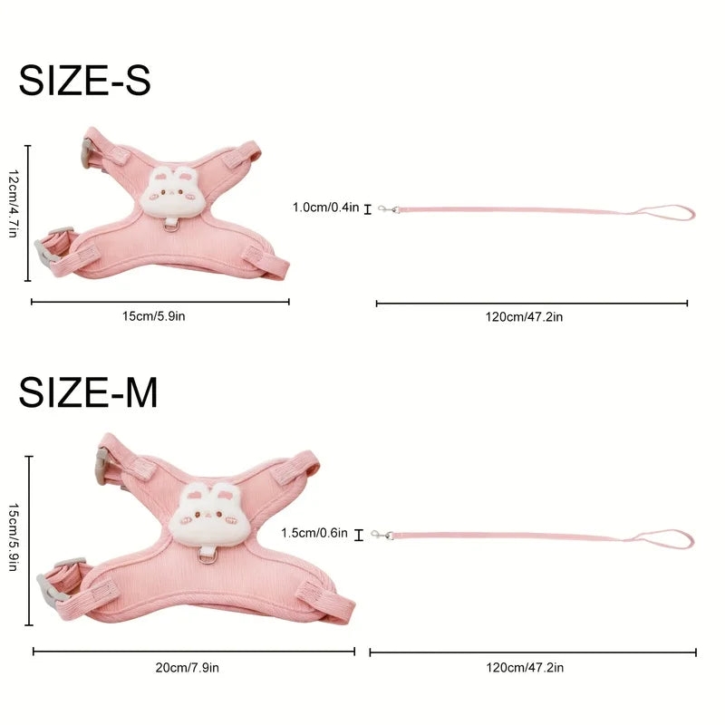 Pastel Cartoon Animal Pet Harness & Leash Set
