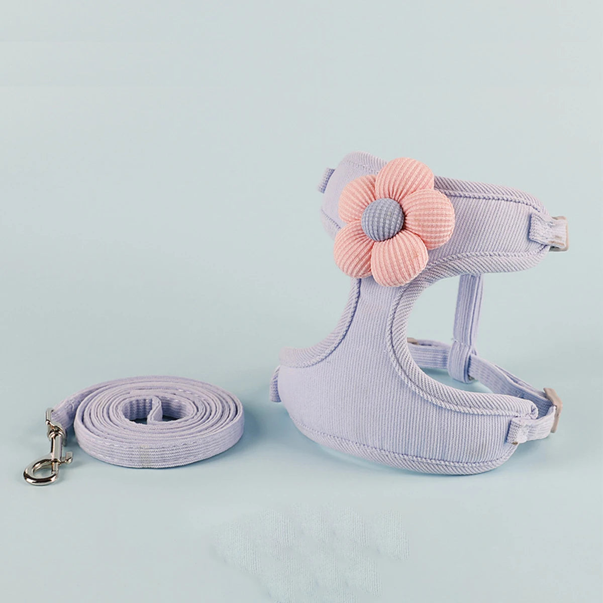 Pastel Plush Flower Pet Harness & Leash Set