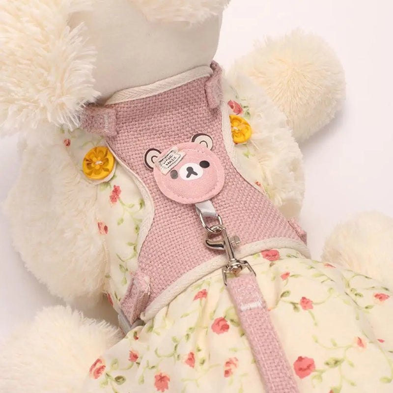 Denim Style Bear Vest Pet Harness & Leash Set