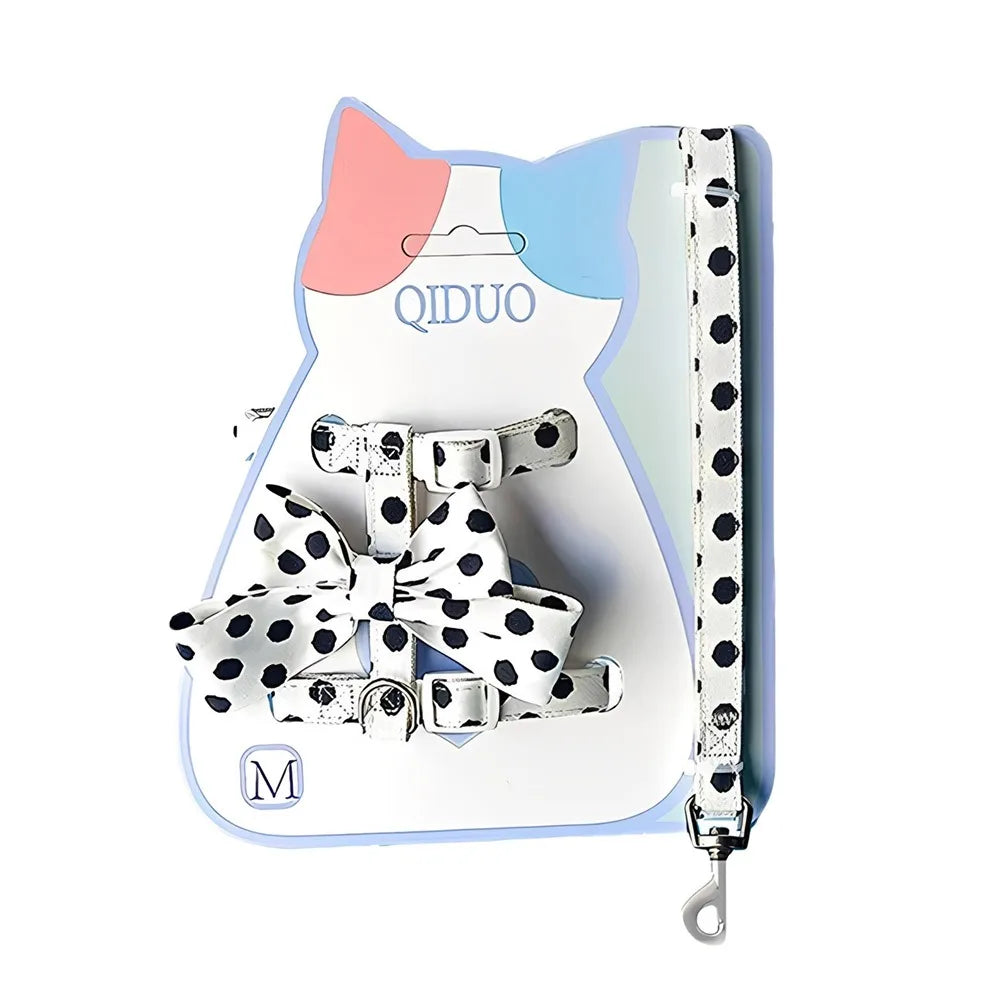 Polka Dot Bowknot Pet Harness & Leash Set