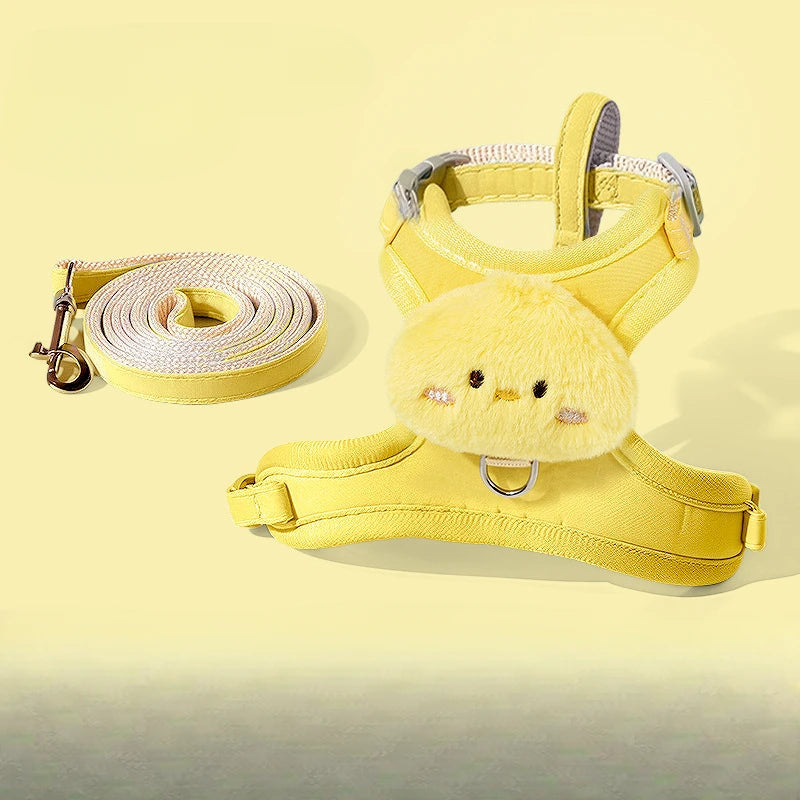 Pastel Cartoon Animal Pet Harness & Leash Set