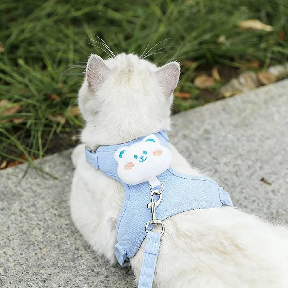 Soft Plush Bear Pet Harness & Leash Set