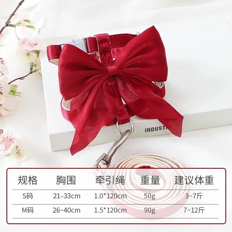 Satin Bowknot Escape-Proof Pet Harness