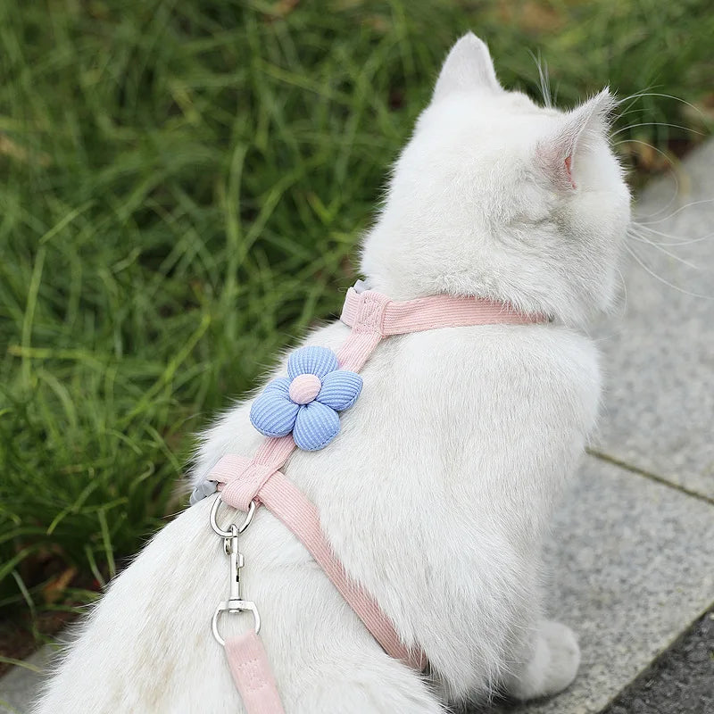 Pastel Plush Flower Pet Harness & Leash Set