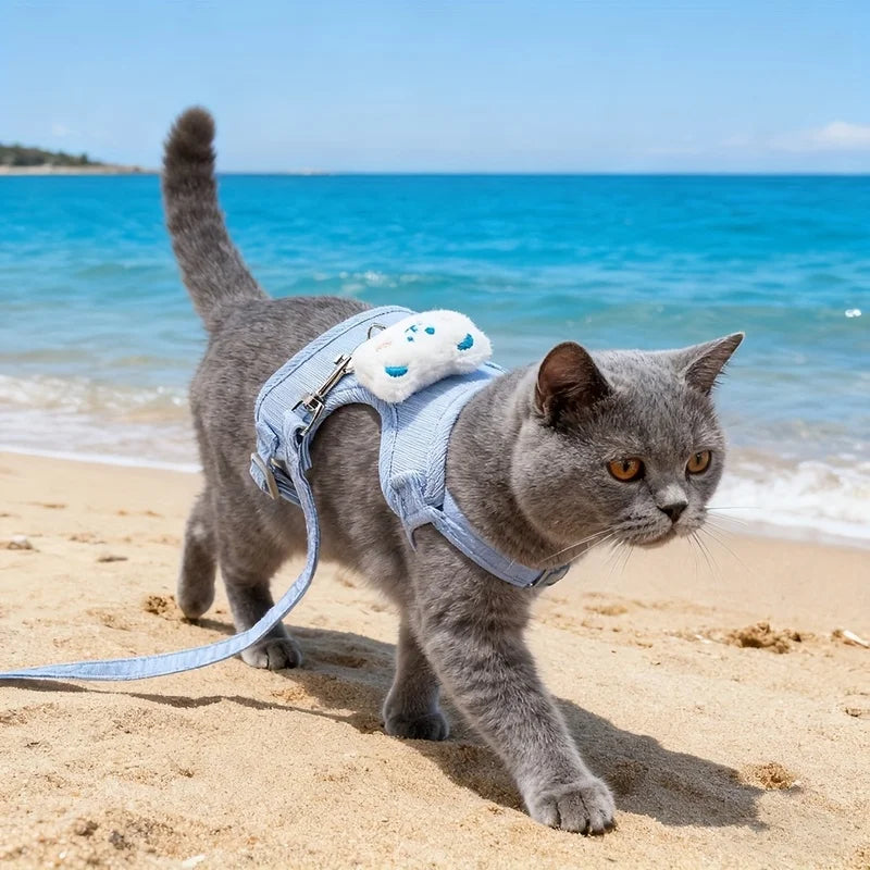 Pastel Cartoon Animal Pet Harness & Leash Set