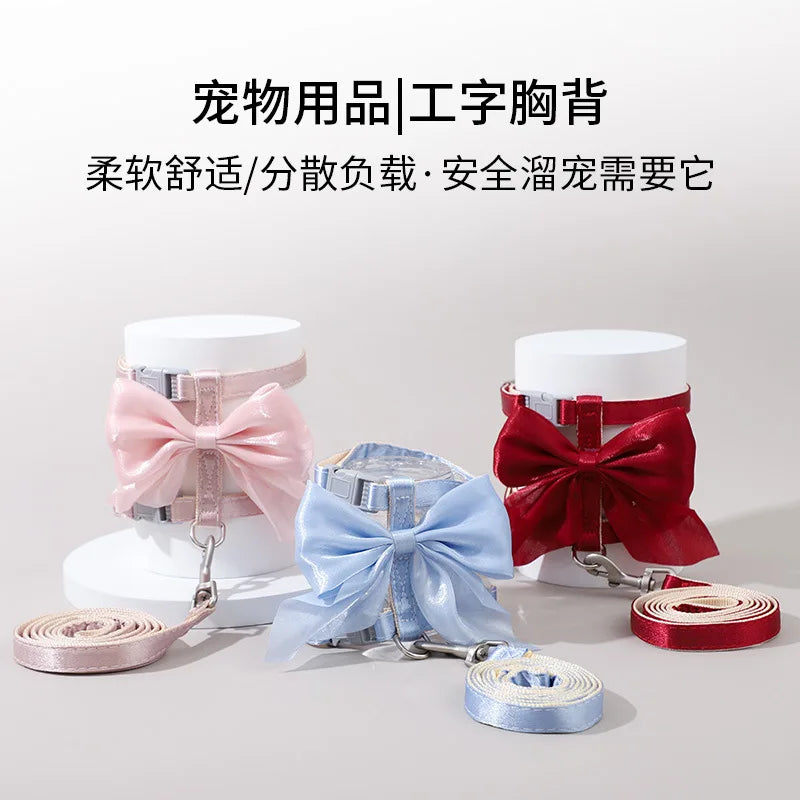 Satin Bowknot Escape-Proof Pet Harness