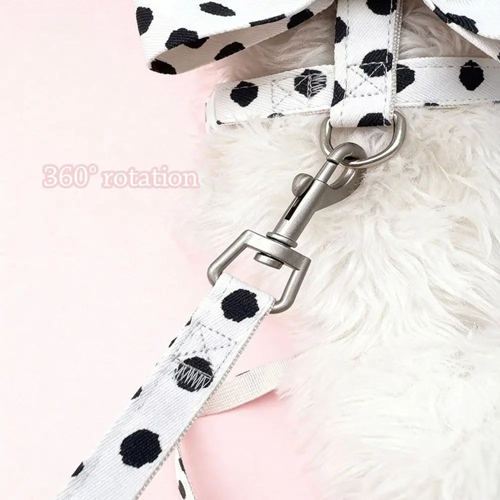Polka Dot Bowknot Pet Harness & Leash Set