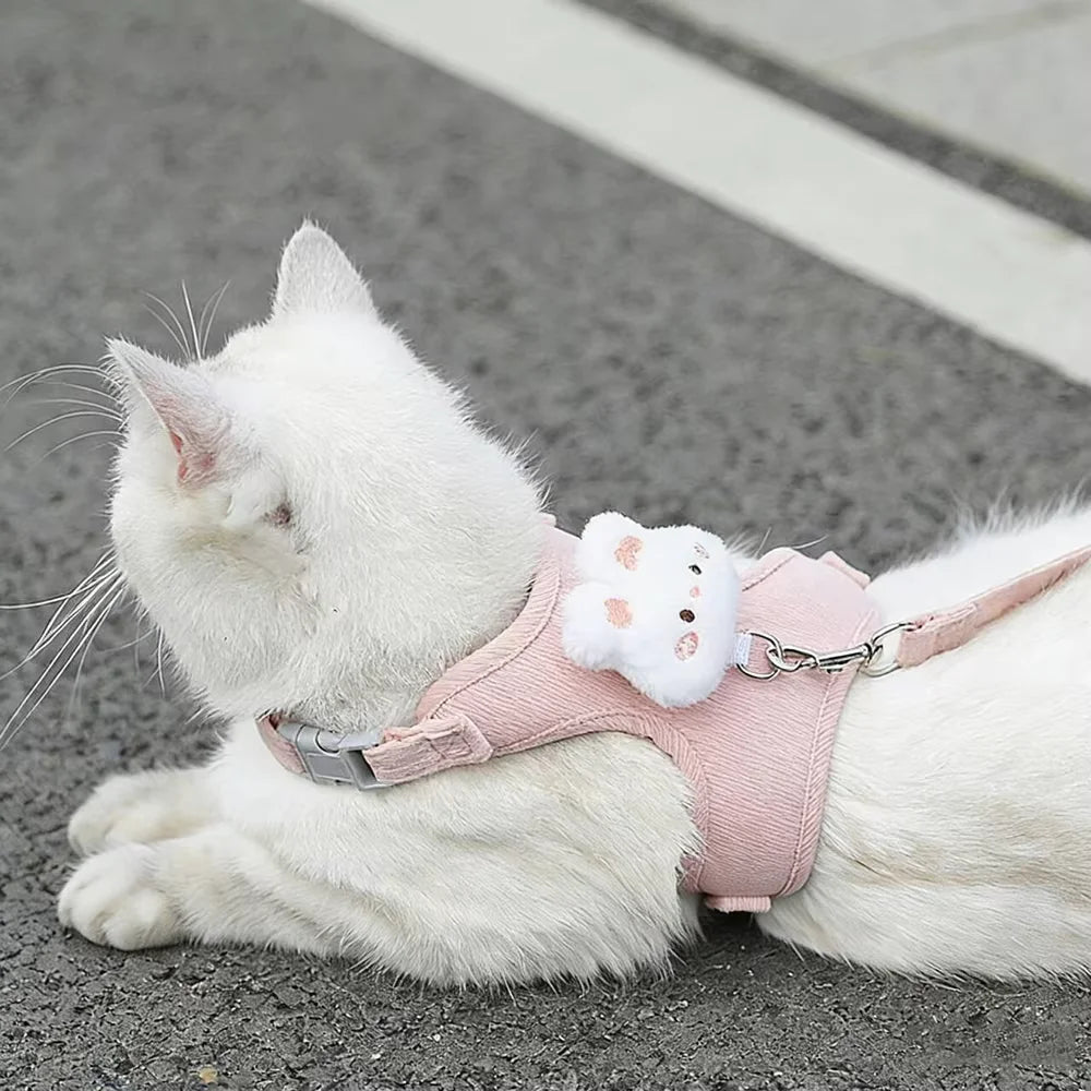 Soft Plush Bear Pet Harness & Leash Set
