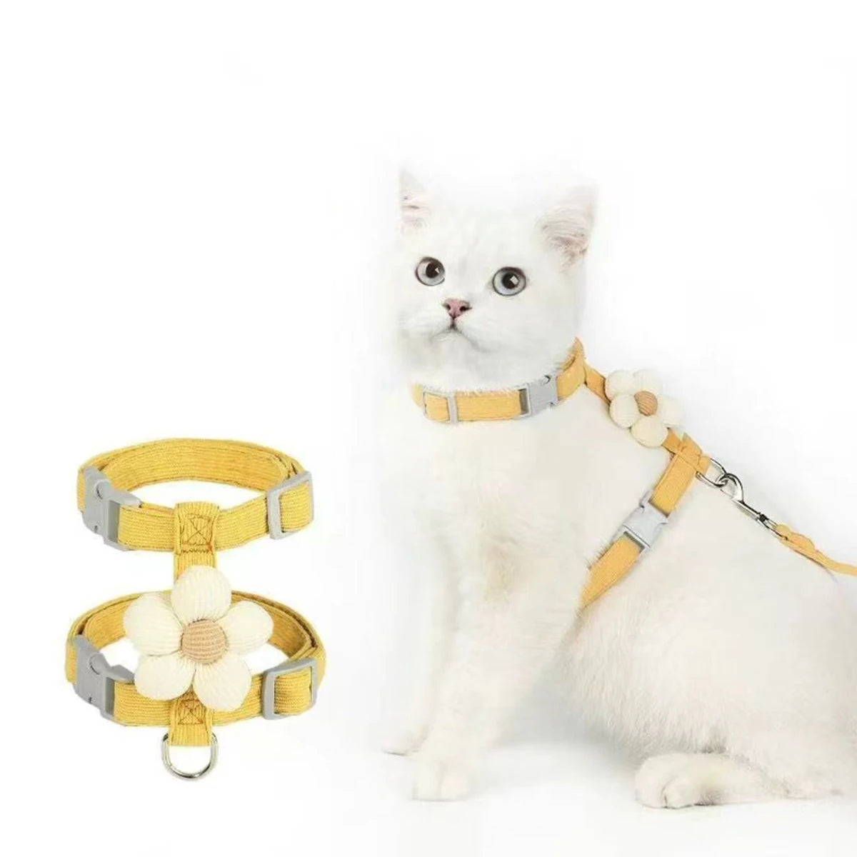 Pastel Plush Flower Pet Harness & Leash Set