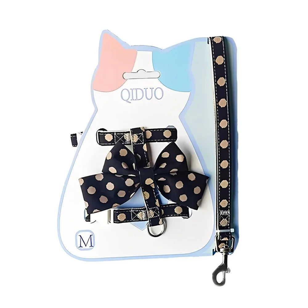 Polka Dot Bowknot Pet Harness & Leash Set