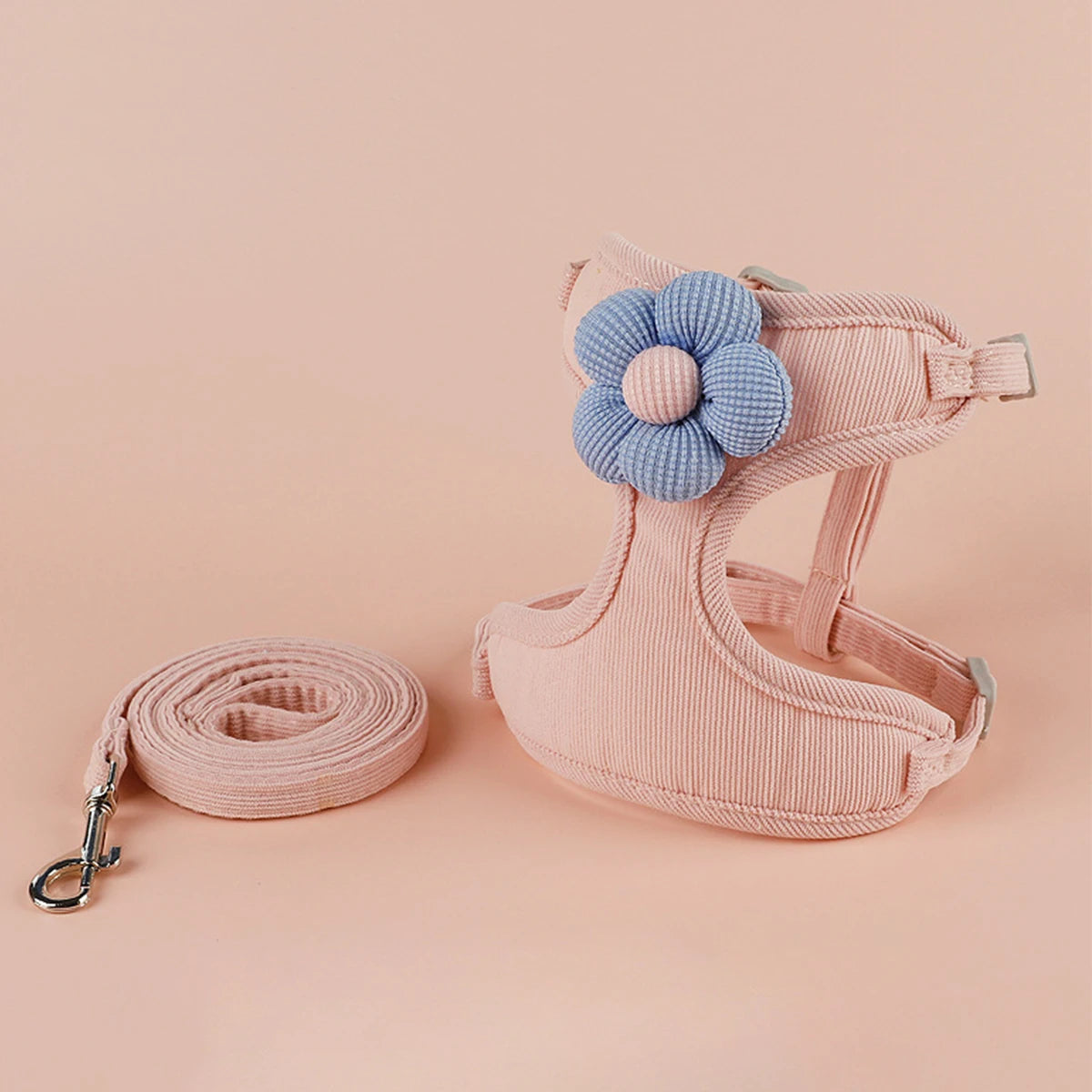 Pastel Plush Flower Pet Harness & Leash Set