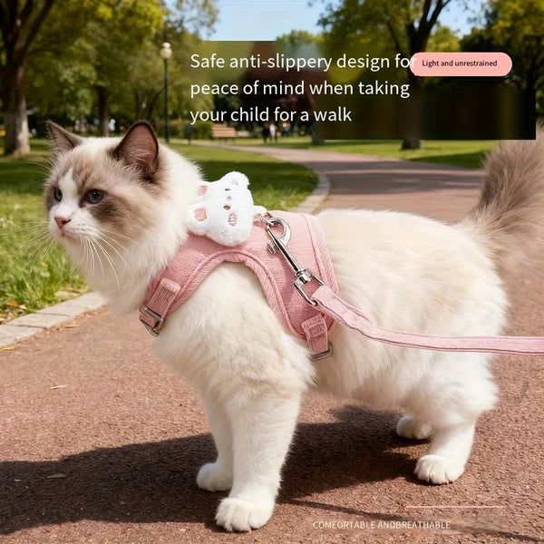 Pastel Cartoon Animal Pet Harness & Leash Set